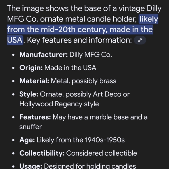 Dilly MFG Co Vintage gilded metal and marble pillar candleholders vintage - Picture 8 of 8